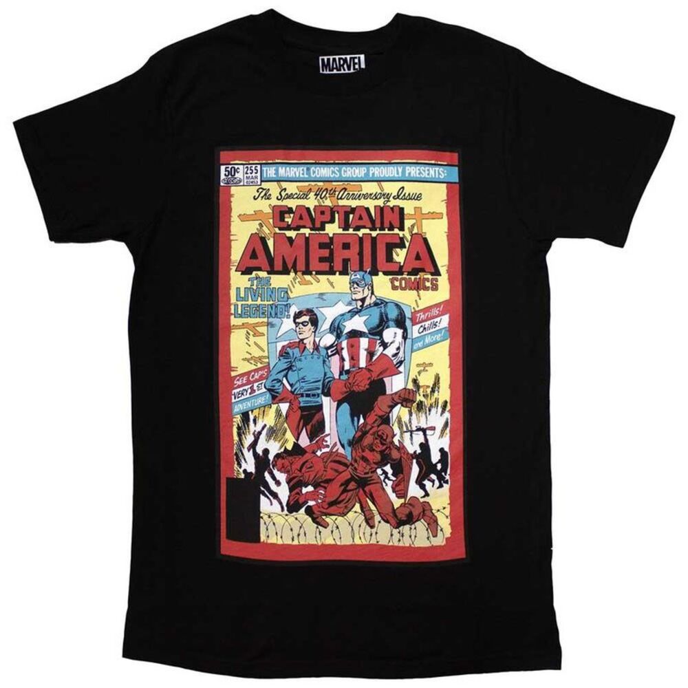 Captain America Unisex Adult Living Legend Comic Cover T-Shirt / Black